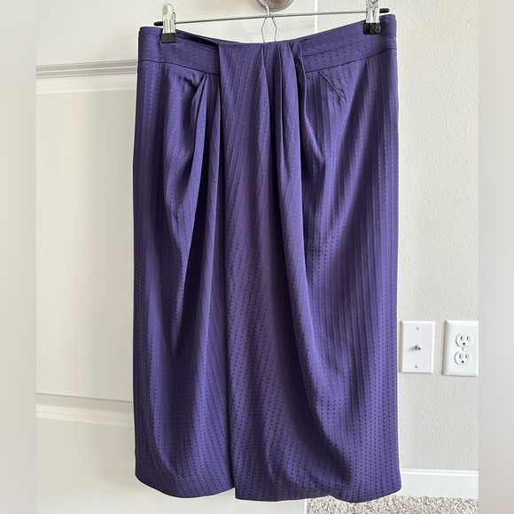 MM Lafleur The Lenox Skirt Foulard High Rise Deep Purple Knee Length Skirt -6(M) - Picture 2 of 12